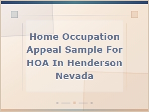 Henderson Nv Hoa Home Occupation Appeal Guide